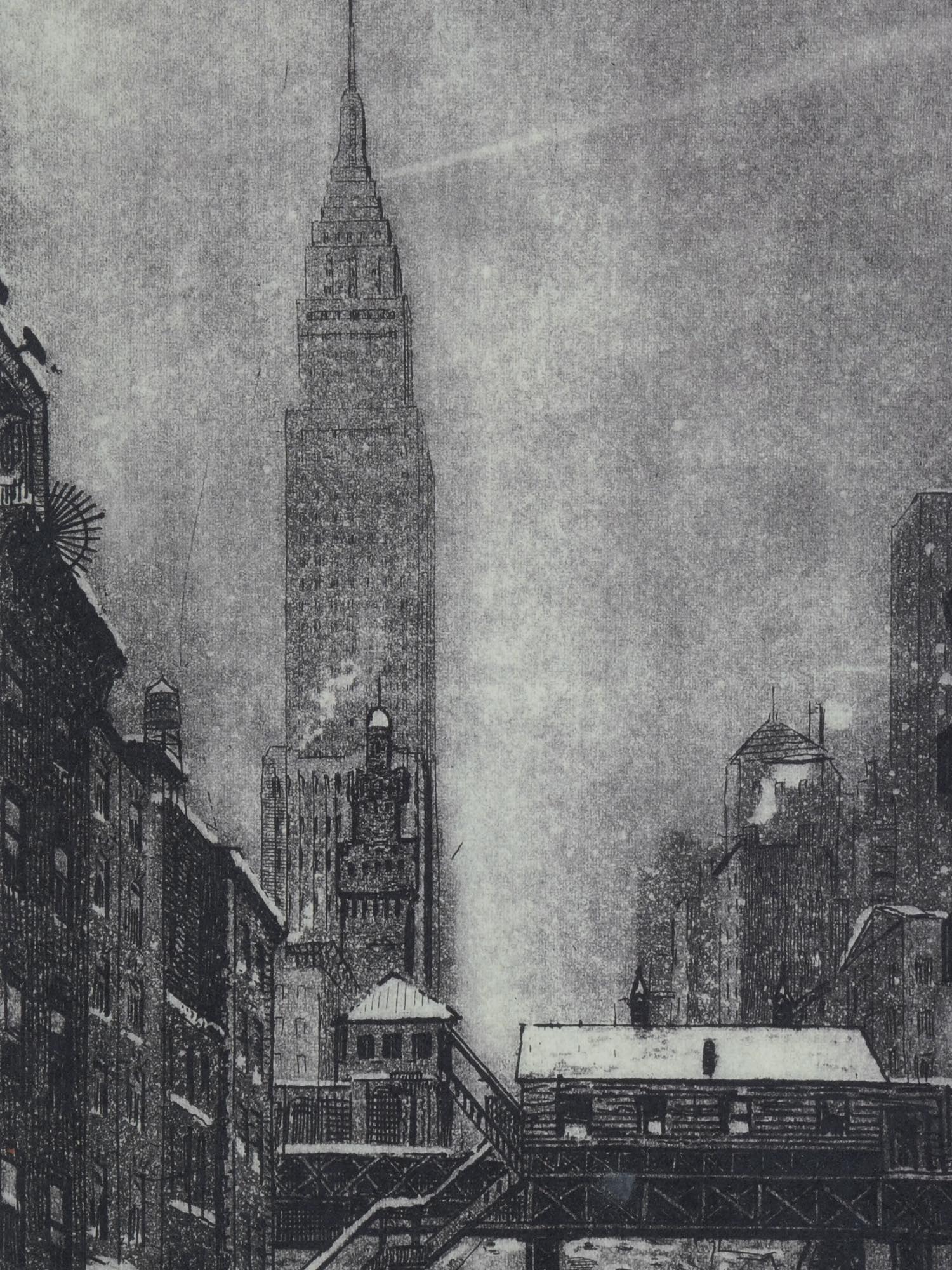 AMERICAN NEW YORK CITY ETCHING BY LEON DOLICE PIC-2